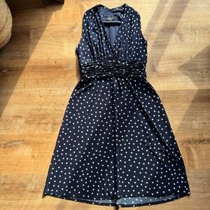 Jones & Co. Navy Polka Dot Dress size 14